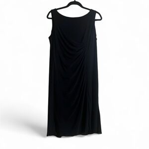 Vicky Tiel Dress Sz L Elegant Sleeveless Scalloped Hem Lined Ruching Slimming